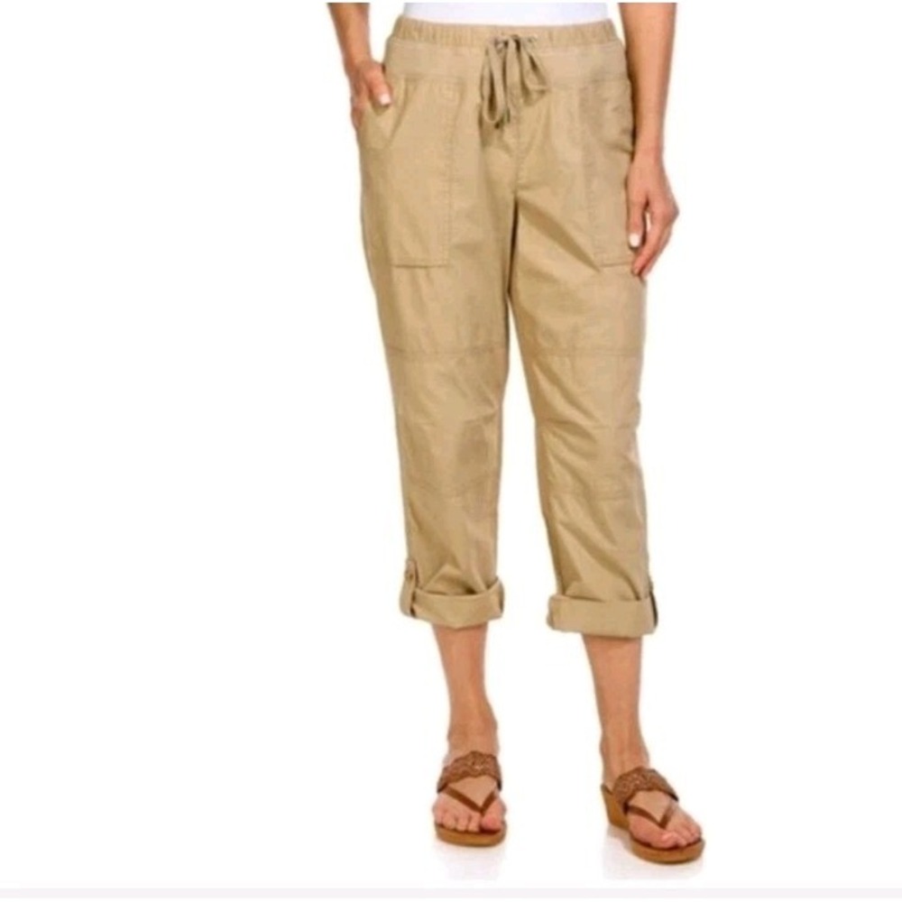 NWT Nautica Jeans Women's XXL Khaki Pull On Pants‎ Drawstring 100% Cotton